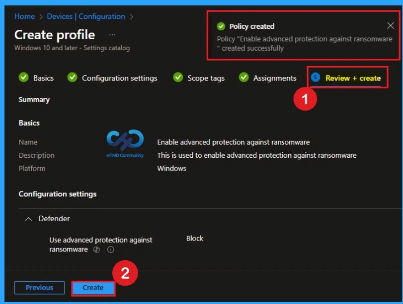 How to Enable Advanced Protection Against Ransomware Rule for Security using Intune 9 How to Enable Advanced Protection Against Ransomware Rule for Security using Intune -Fig.8