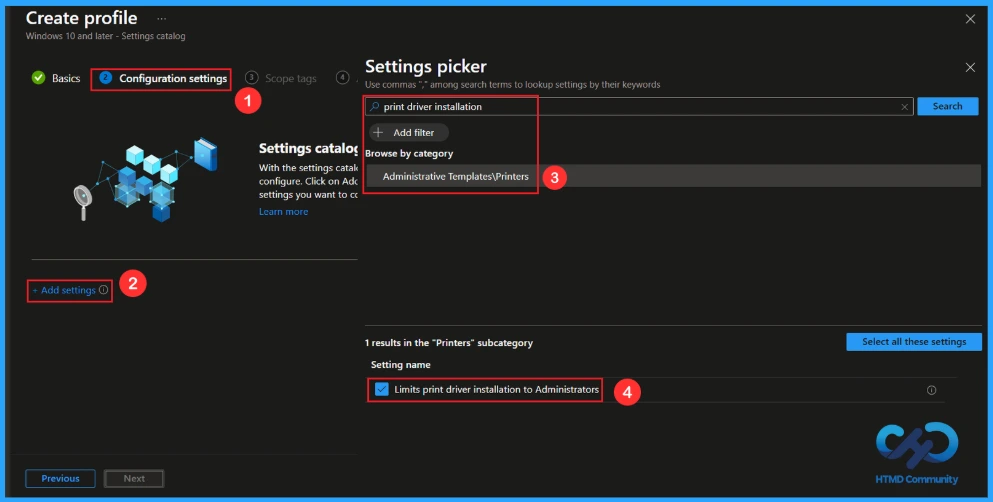 How to Enable or Disable Print Driver Installation Settings using Intune - Fig.3