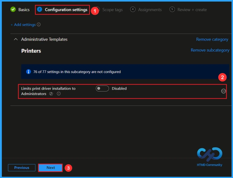 How to Enable or Disable Print Driver Installation Settings using Intune - Fig.4