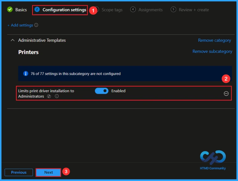 How to Enable or Disable Print Driver Installation Settings using Intune - Fig.5