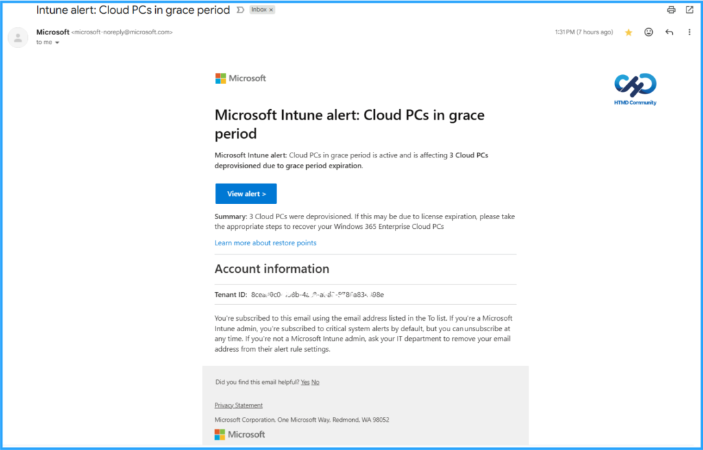 How to Set Alert for Windows 365 Cloud PCs in Grace Period using Intune 7 How to Set Alert for Windows 365 Cloud PCs in Grace Period using Intune. Fig. 6