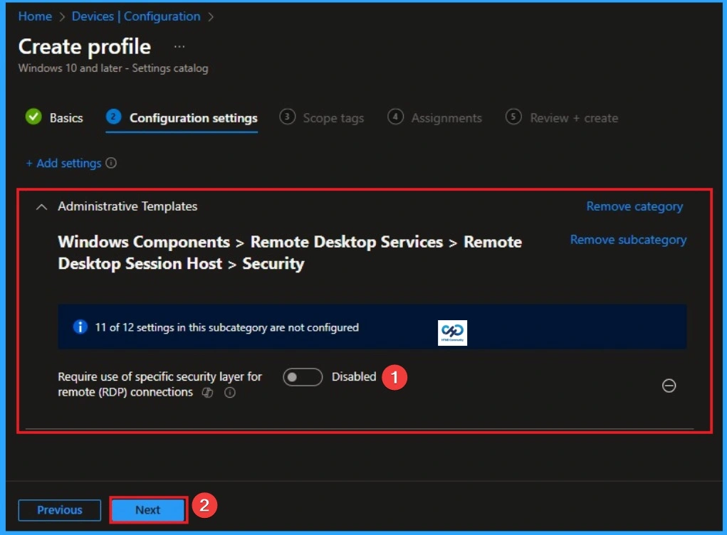 Require use of Specific Security Layer for Remote Connections using Intune 6 Require use of Specific Security Layer for Remote Connections using Intune - Fig.5