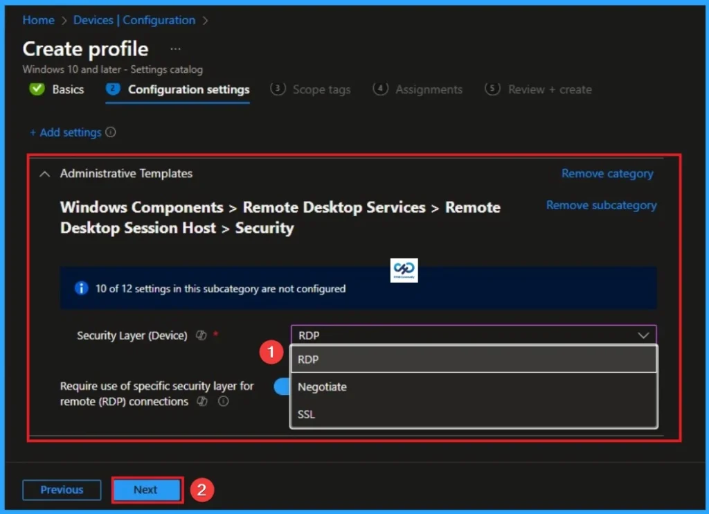 Require use of Specific Security Layer for Remote Connections using Intune 7 Require use of Specific Security Layer for Remote Connections using Intune - Fig.6