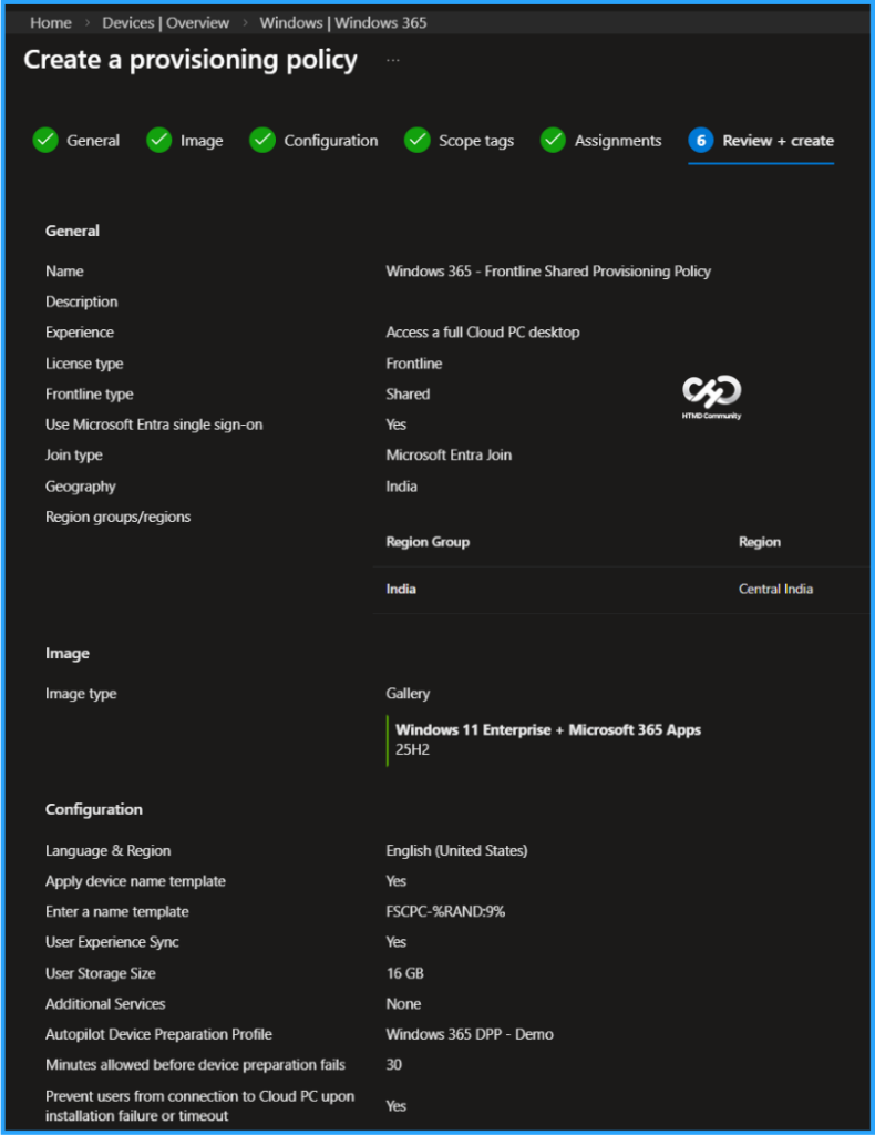 How to Create Windows 365 Frontline Shared Cloud PC using Intune. Fig. 8
