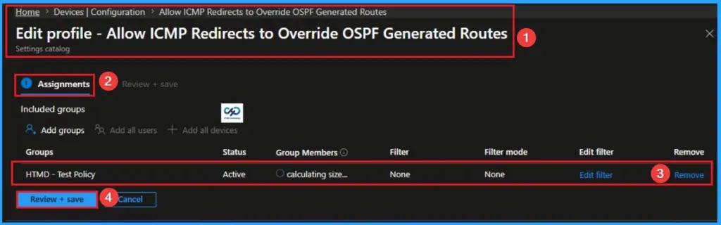 Allow ICMP Redirects to Override OSPF Generated Routes Policy using Intune - Fig.11