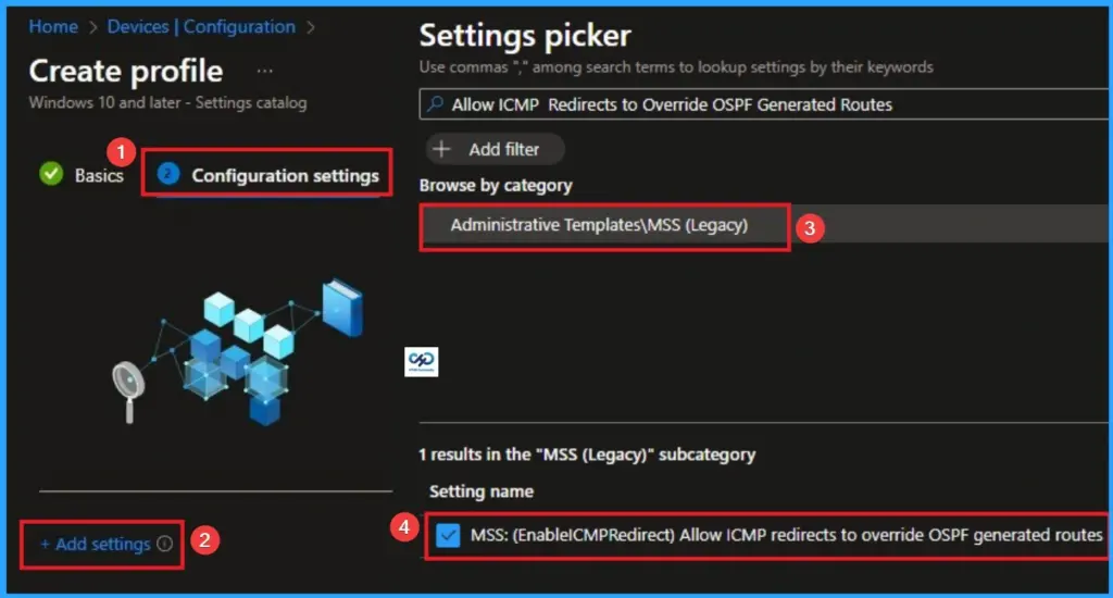 Allow ICMP Redirects to Override OSPF Generated Routes Policy using Intune - Fig.4