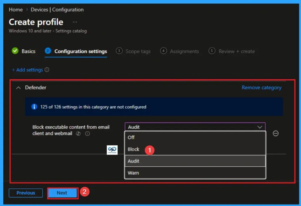 Block Executable Content from Email Client and Webmail in Microsoft Defender using Intune - Fig.5