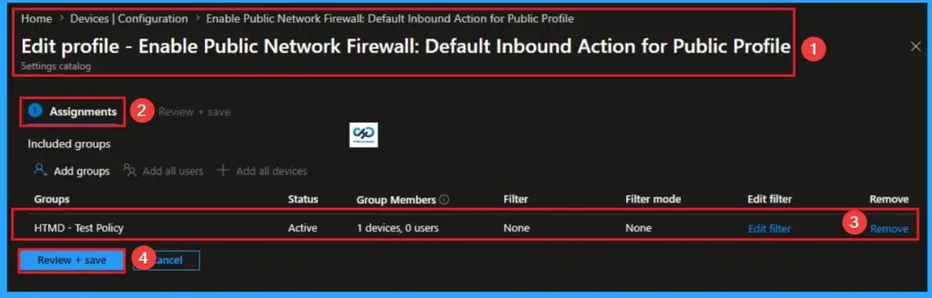 Default Inbound Action for Public Profile in Windows Defender Firewall using Intune - Fig.11