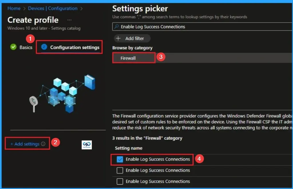 Enable Log Success Connections in Windows Defender Firewall using Intune - Fig.4