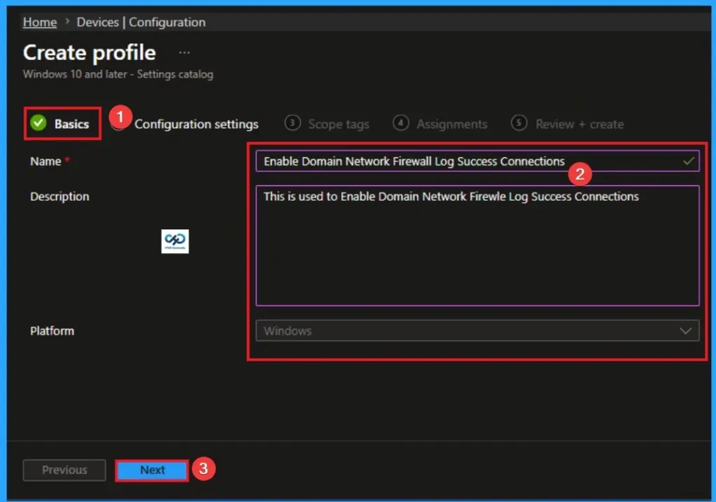Enable Log Success Connections in Windows Defender Firewall using Intune - Fig.3