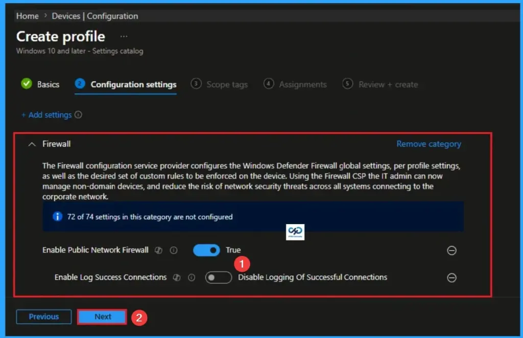 Enable Log Success Connections in Windows Defender Firewall using Intune - Fig.5