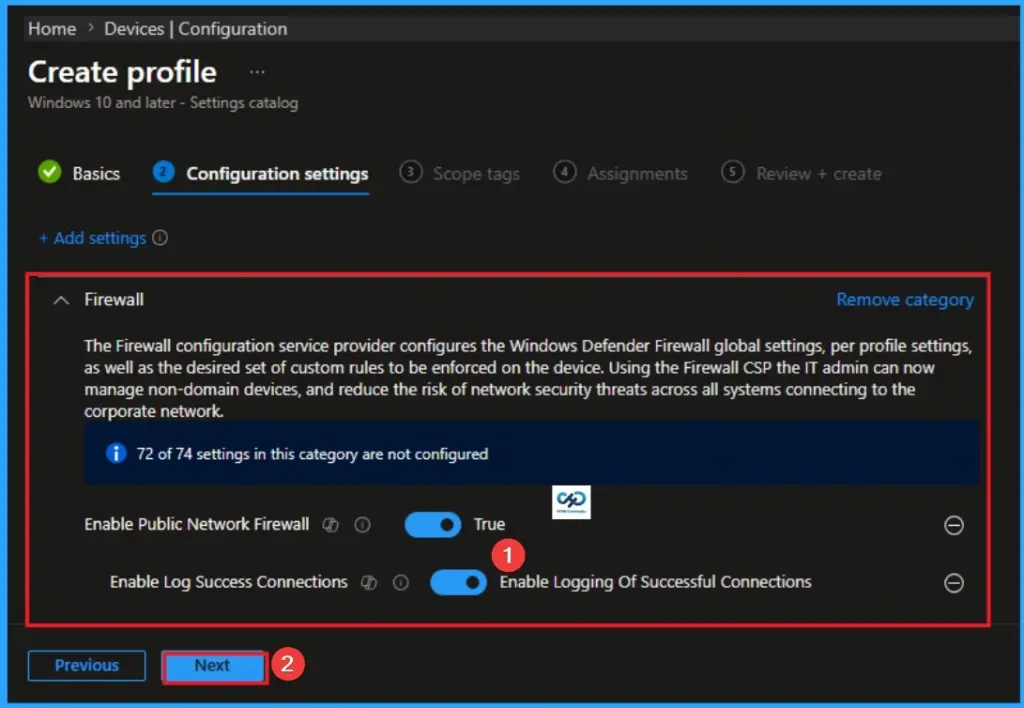 Enable Log Success Connections in Windows Defender Firewall using Intune - Fig.6
