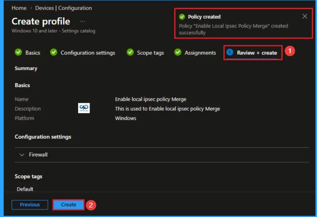 Enforcing Local IPsec Policy Merging for Global Security using Intune 10 Enforcing Local IPsec Policy Merging for Global Security using Intune - Fig.9
