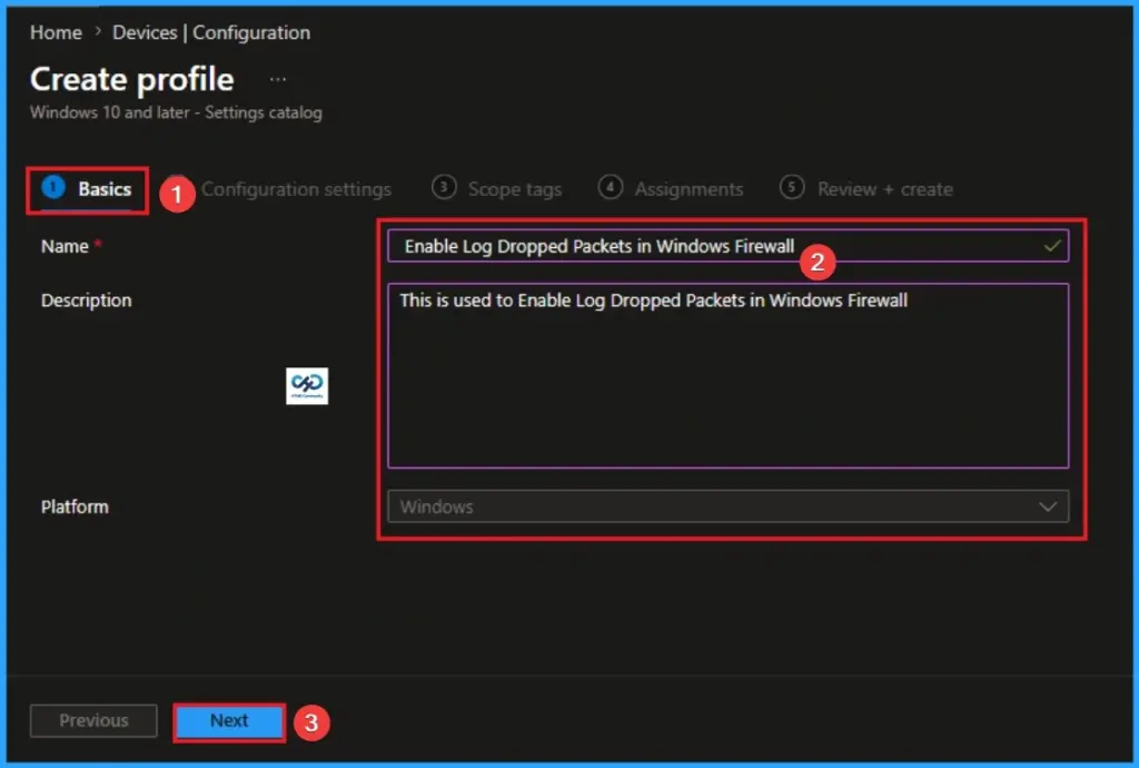 How to Enable Log Dropped Packets in Windows Firewall for Advanced Security using Intune - Fig.3