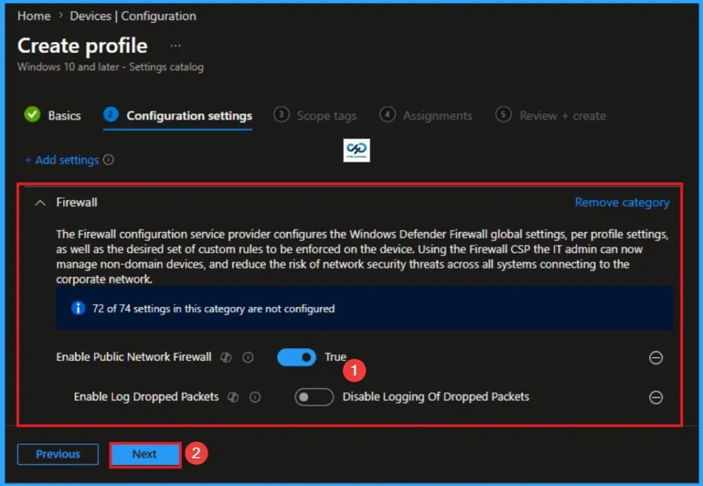 How to Enable Log Dropped Packets in Windows Firewall for Advanced Security using Intune - Fig.5
