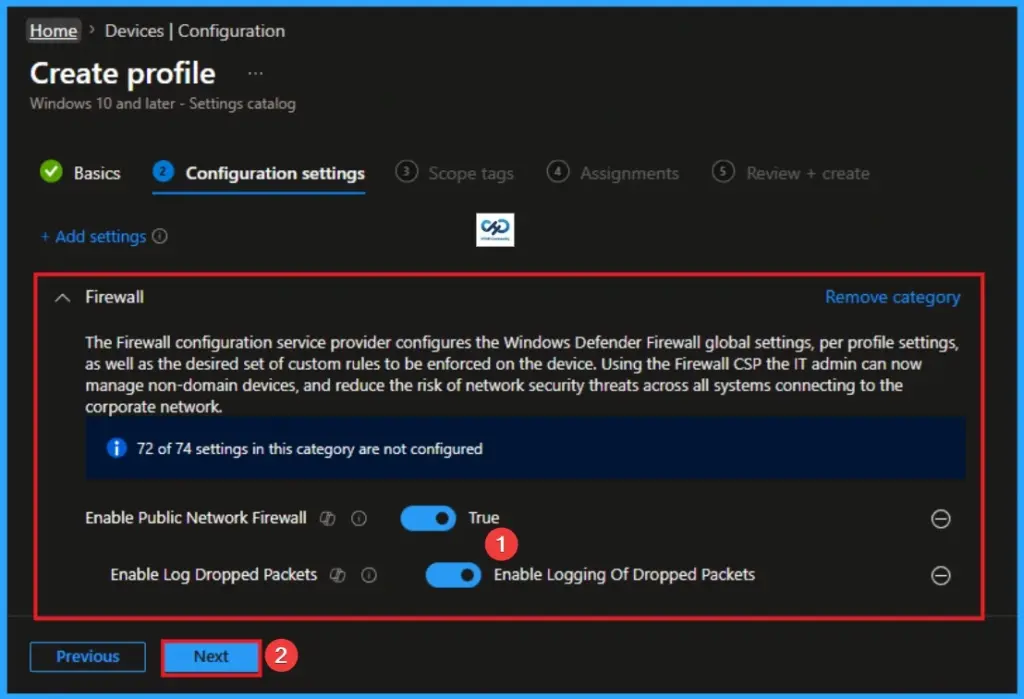 How to Enable Log Dropped Packets in Windows Firewall for Advanced Security using Intune - Fig.6