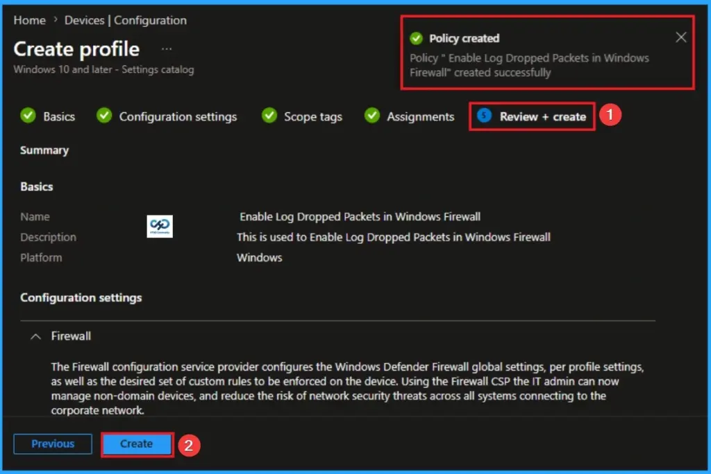 How to Enable Log Dropped Packets in Windows Firewall for Advanced Security using Intune - Fig.9