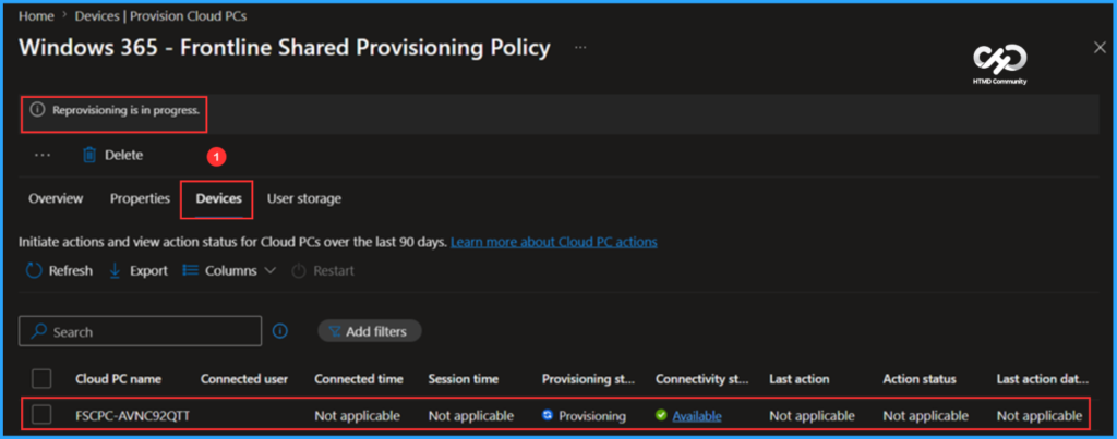How to Perform Easy Reprovisioning for Windows 365 Frontline Shared Cloud PCs. Fig. 9