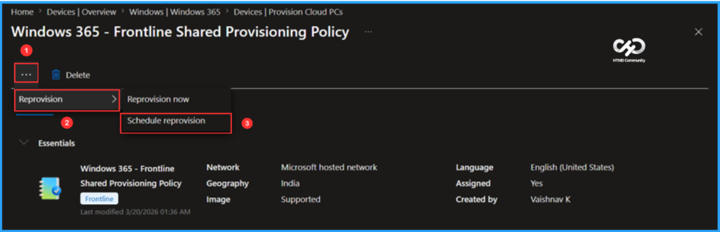 How to Perform Easy Reprovisioning for Windows 365 Frontline Shared Cloud PCs. Fig. 6