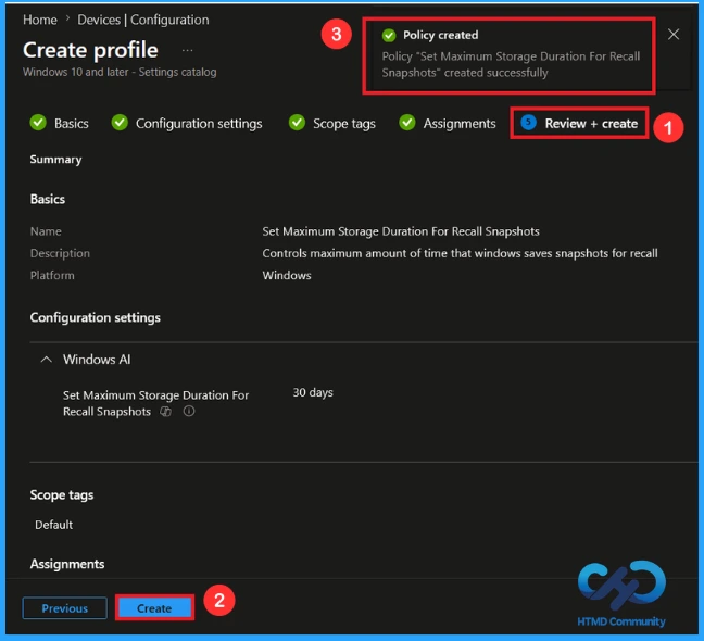 How to Set Maximum Storage Duration for Recall Snapshots on Windows 11 using Intune 11 How to Set Maximum Storage Duration for Recall Snapshots on Windows 11 using Intune - Fig.9