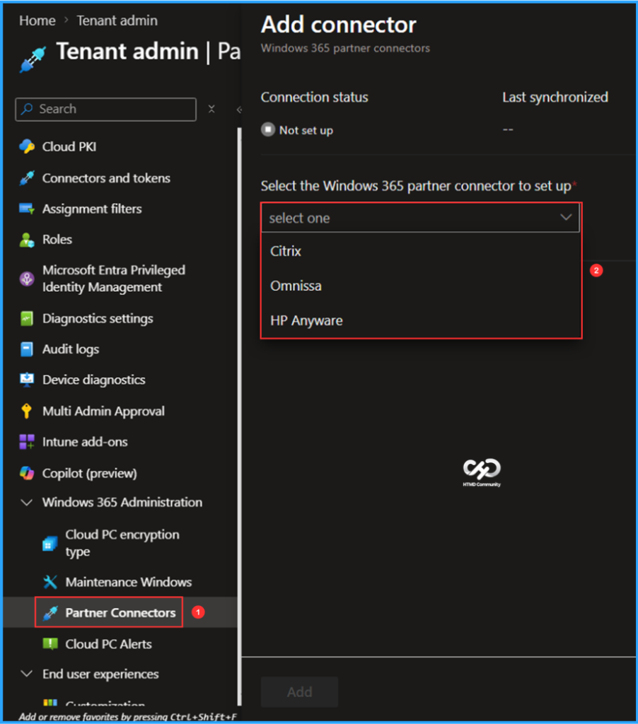 How to add Windows 365 Partner Connectors in Microsoft Intune. Fig. 2