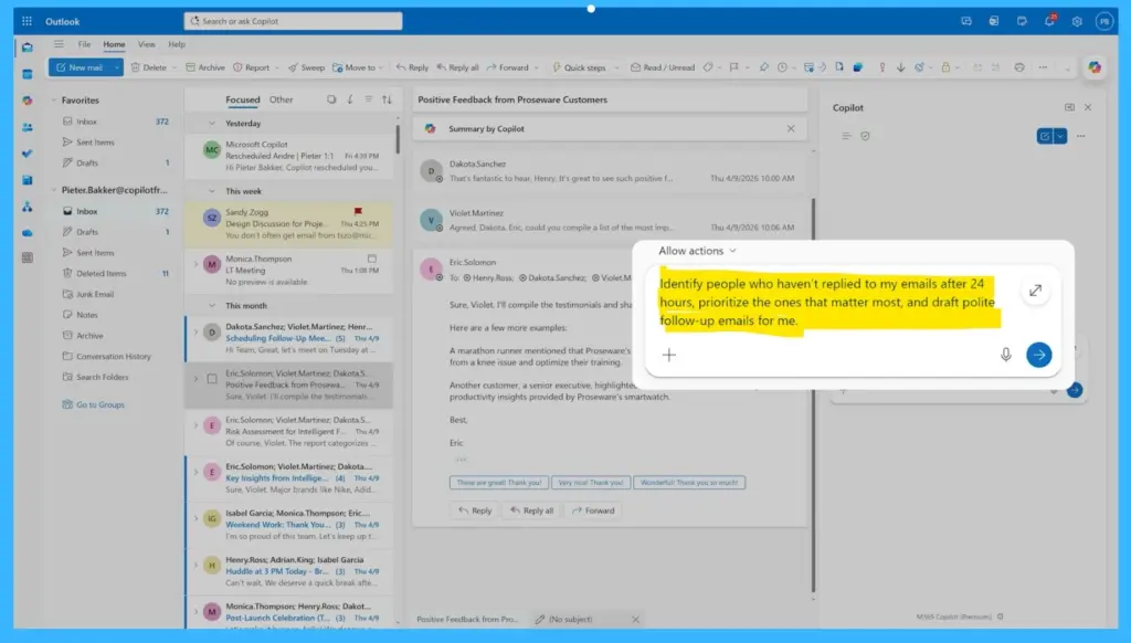 Microsoft Introduces AI-Powered Copilot Agent Mode in Outlook -Fig.1 Creds to MS