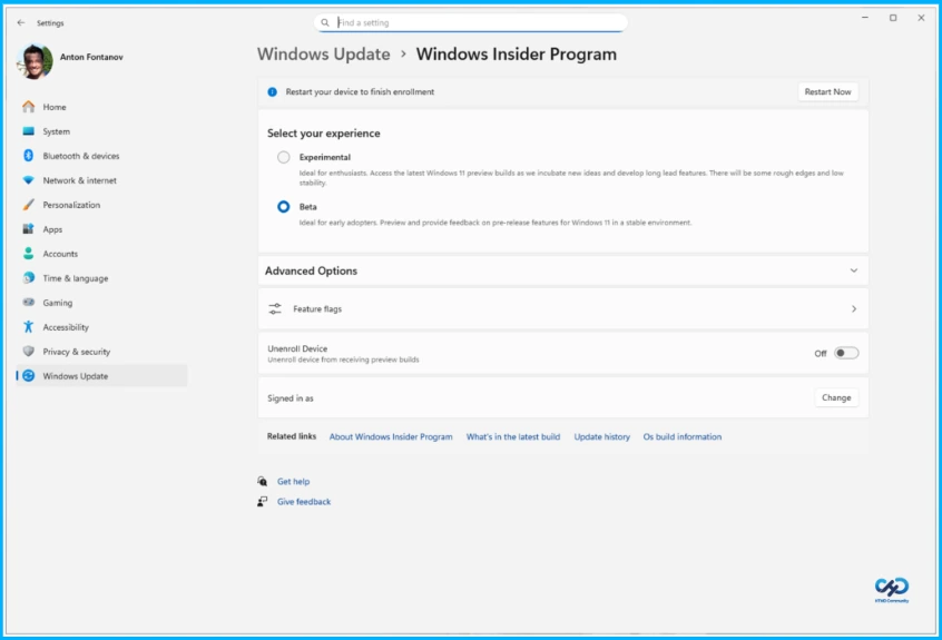 Windows Insider Channel Names changed to Experimental Beta and Release Preview - Fig.1  creds to MS