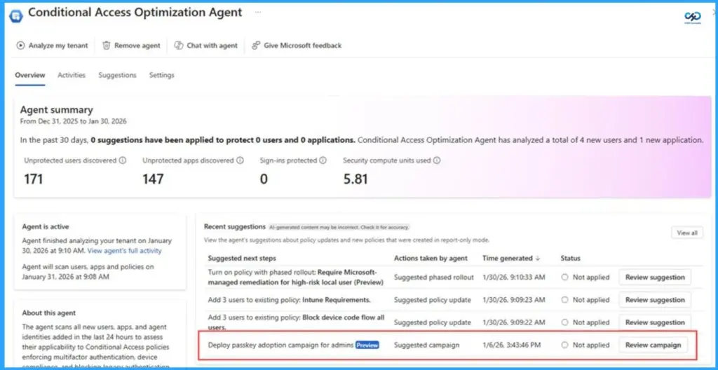 Automate Passkey Adoption at Scale with Conditional Access Optimisation Agent in Microsoft Entra - Fig.1 - Creds to MS