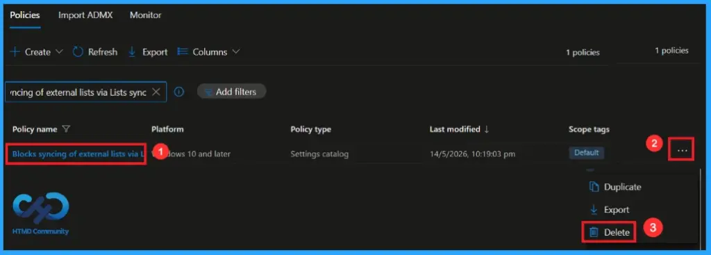 How to Block Syncing of External List Via Lists Sync using Intune 13 How to Block Syncing of External List Via Lists Sync using Intune - Fig.12