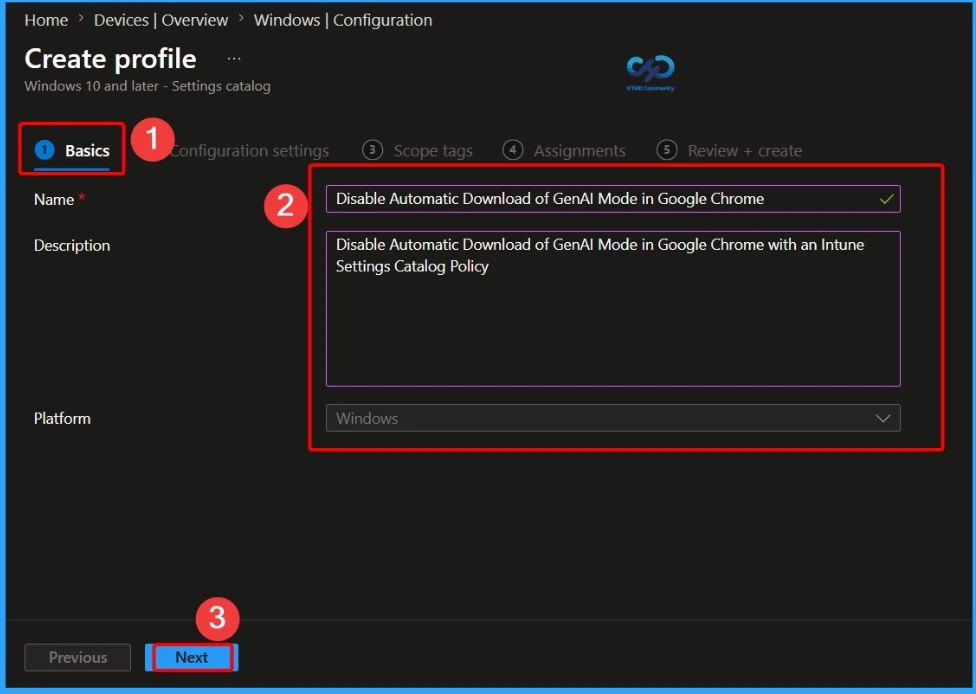 Disable Automatic Download of GenAI Mode in Google Chrome with an Intune Settings Catalog Policy - Fig.2