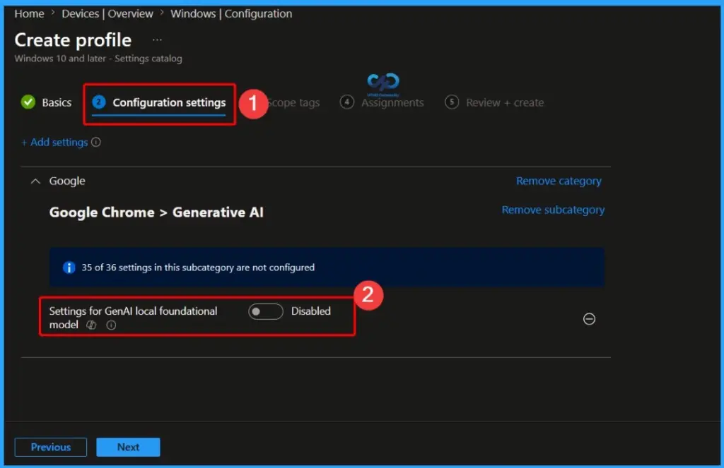 Disable Automatic Download of GenAI Mode in Google Chrome with an Intune Settings Catalog Policy - Fig.5