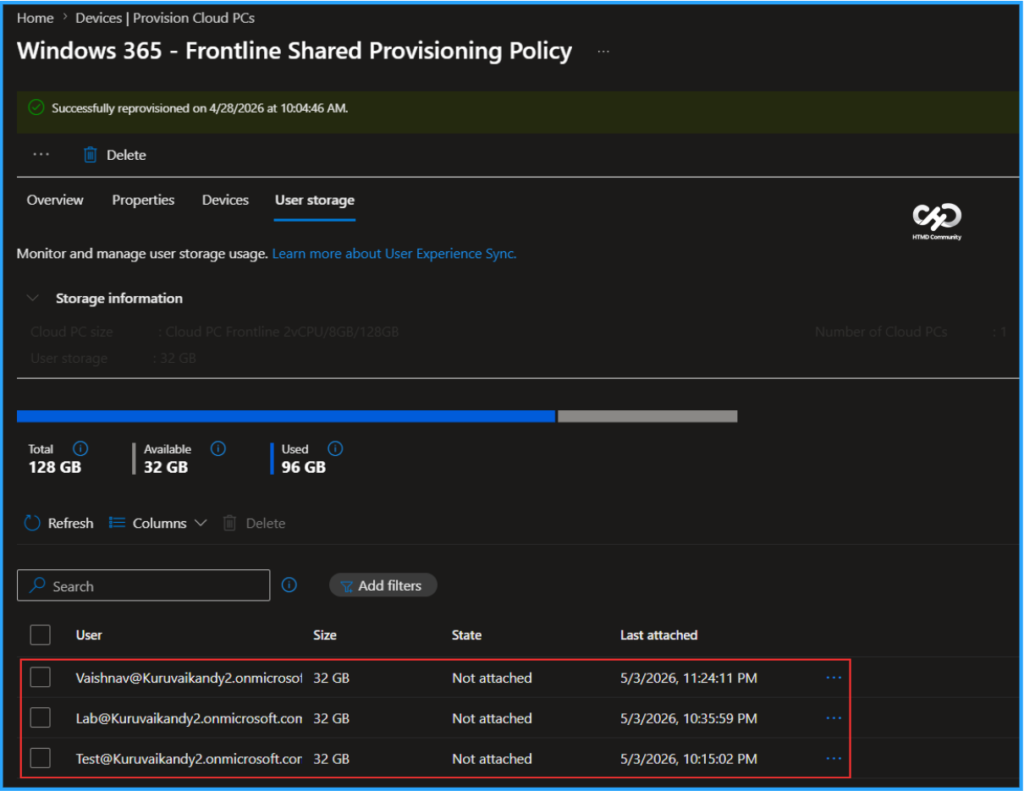 Easy Way to Update User Storage Size for Windows 365 Frontline Shared Cloud PCs. Fig. 9