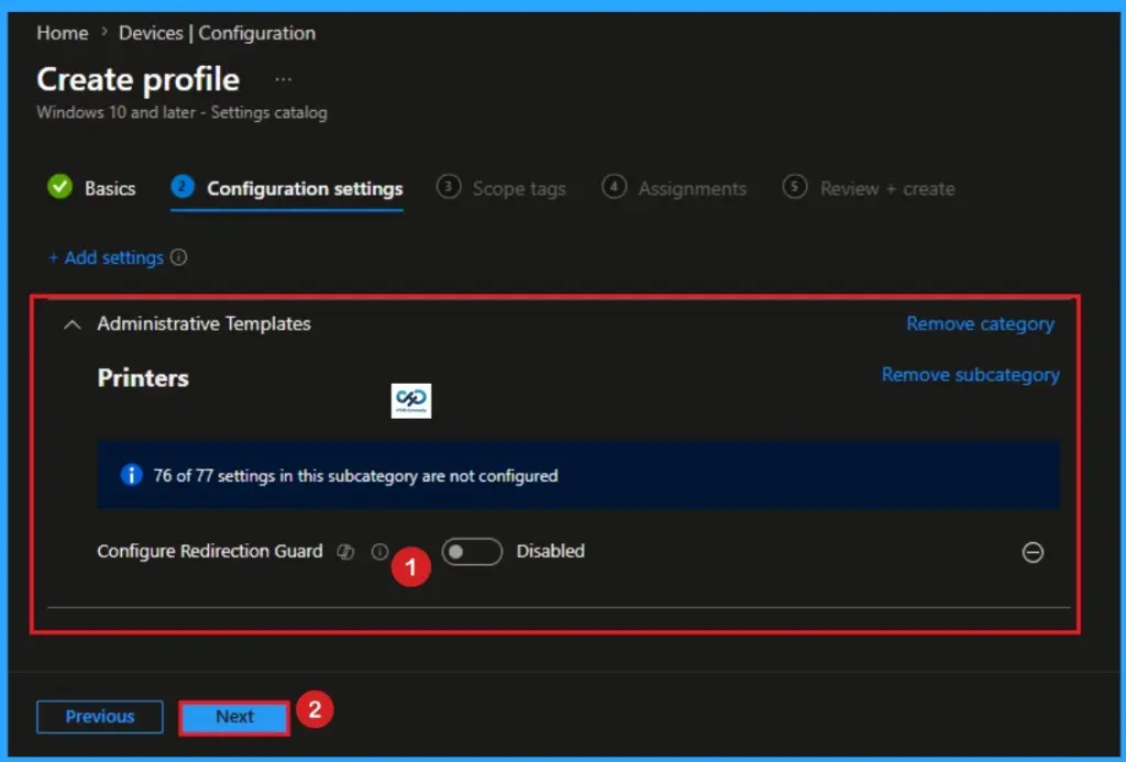 Enable Print Spooler Redirection Guard Option using Intune - Fig.5