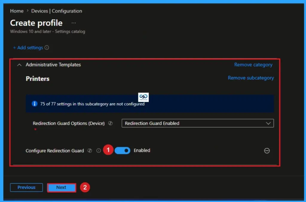 Enable Print Spooler Redirection Guard Option using Intune - Fig.6