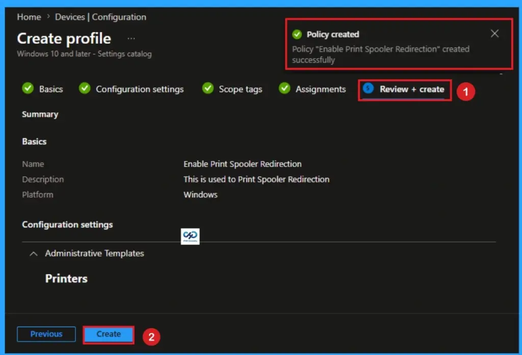Enable Print Spooler Redirection Guard Option using Intune - Fig.9