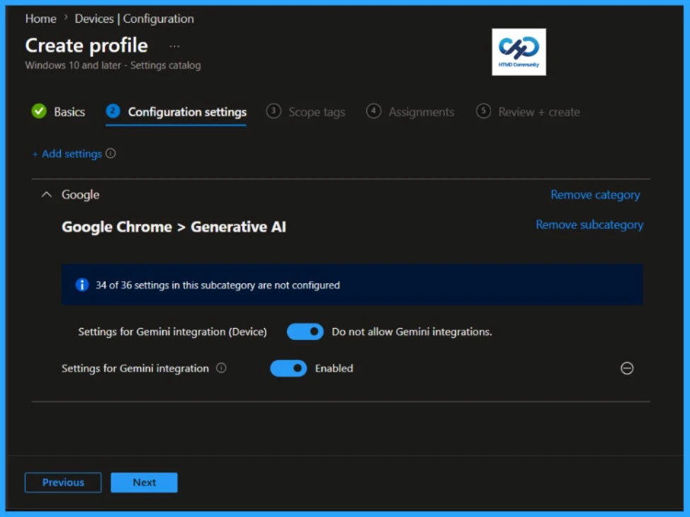 How to Configure Google Gemini Integration Settings using Microsoft Intune- Fig.04