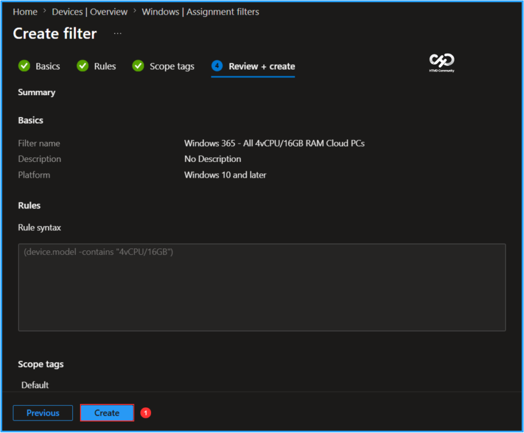 How to Create Filter for All Windows 365 Cloud PCs with a Specific Configuration using Intune 7 How to Create Filter for All Windows 365 Cloud PCs with a Specific Configuration using Intune. Fig. 6