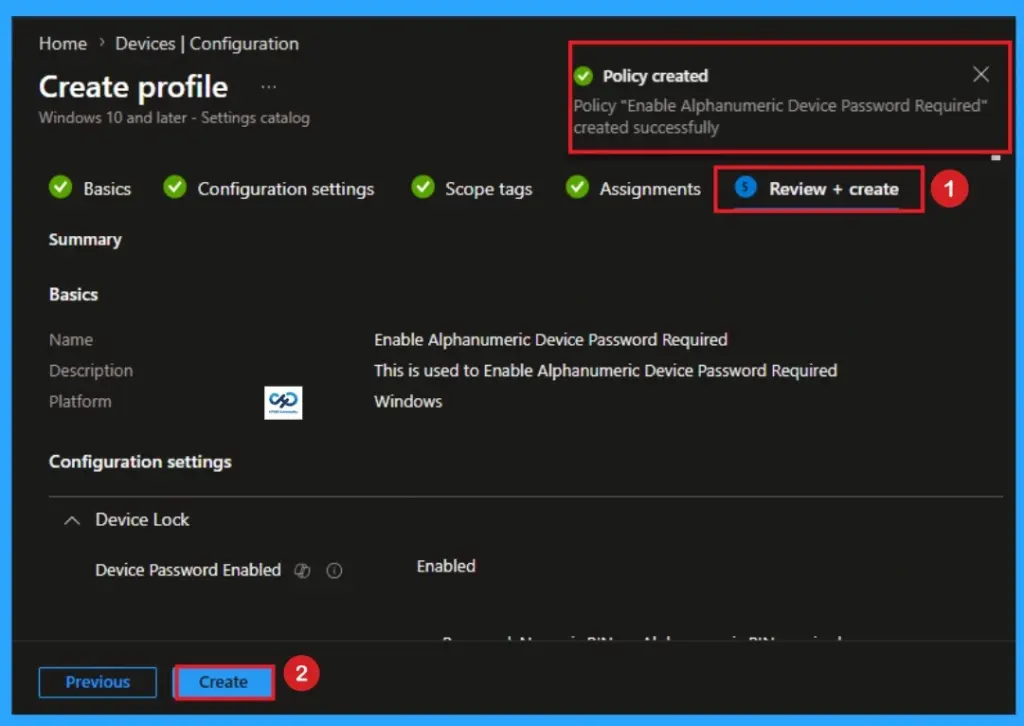 How to Enable Alphanumeric Device Password Required for Devices using Intune 10 How to Enable Alphanumeric Device Password Required for Devices using Intune - Fig.9