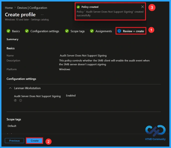 Enable Audit Logs for SMB Servers without Signing Support using Intune - Fig.9