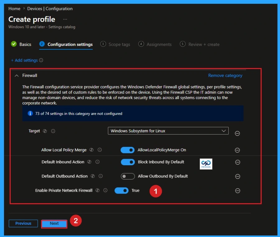 How to Enable Private Network Firewall to Filter Network Traffic using Intune - Fig.5