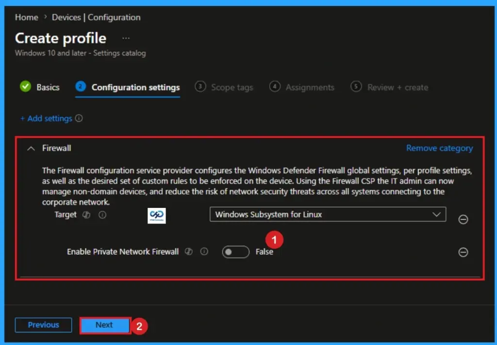How to Enable Private Network Firewall to Filter Network Traffic using Intune - Fig.6
