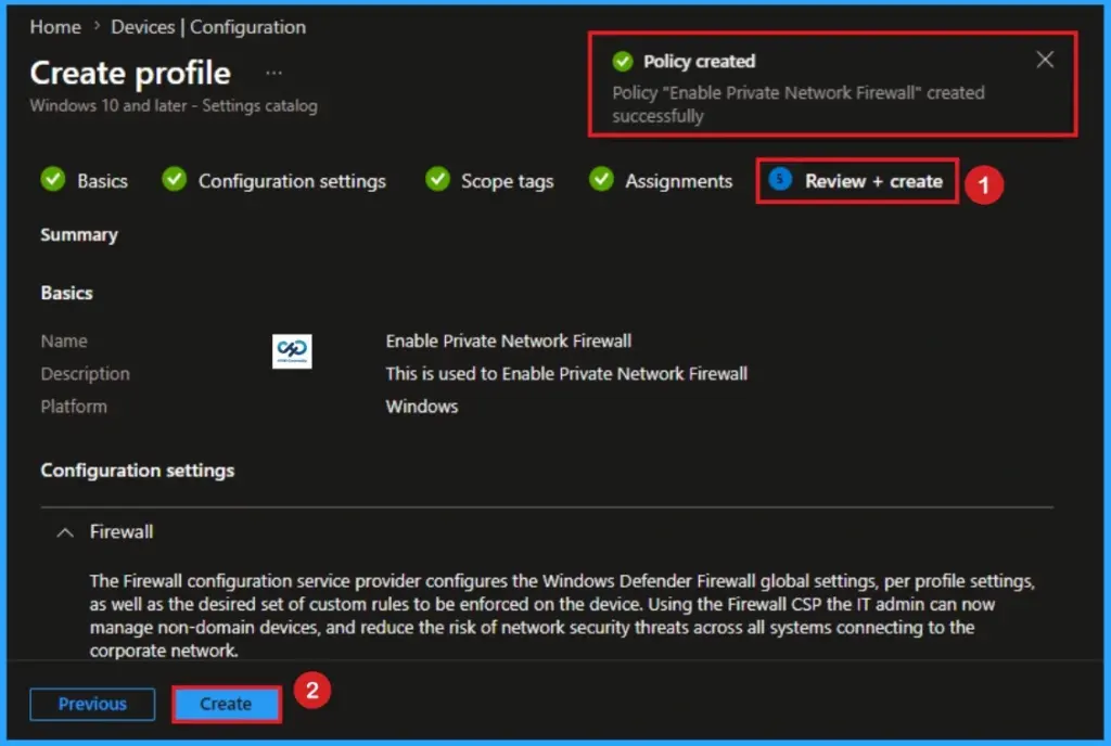How to Enable Private Network Firewall to Filter Network Traffic using Intune - Fig.9