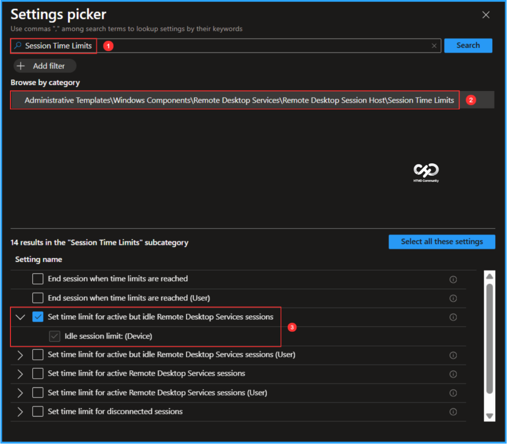 How to Set Time Limit for Active But Idle Remote Desktop Services Sessions on Windows 365 Flex with Intune. Fig. 5