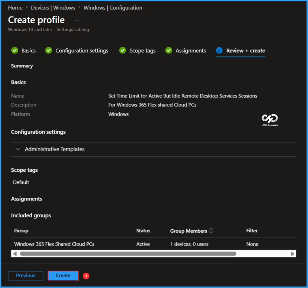 How to Set Time Limit for Active But Idle Remote Desktop Services Sessions on Windows 365 Flex with Intune. Fig. 9