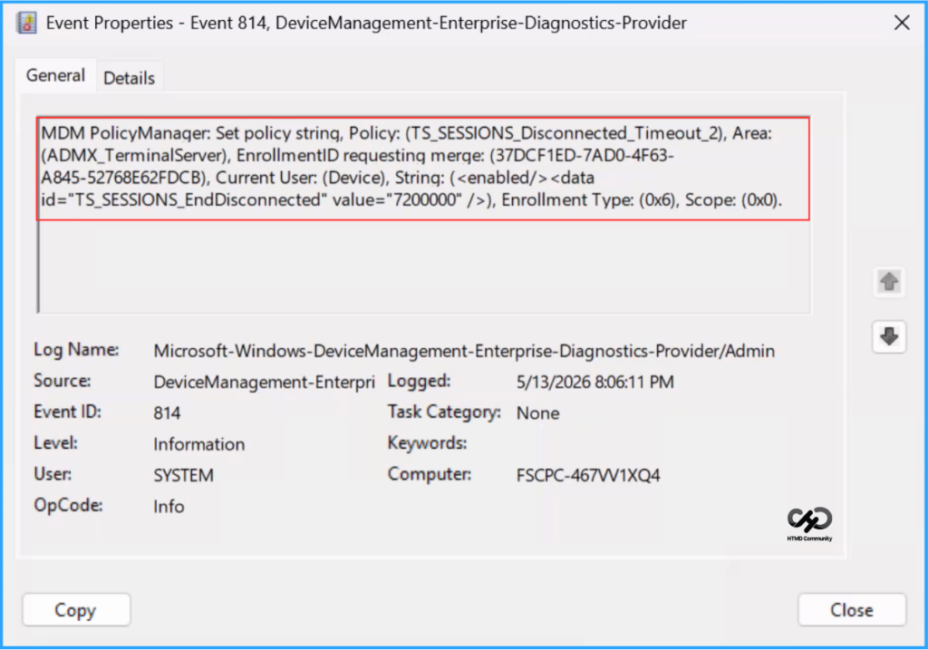 How to Set Time Limit for Disconnected Sessions on Windows 365 Flex Shared Cloud PCs using Intune. Fig. 11