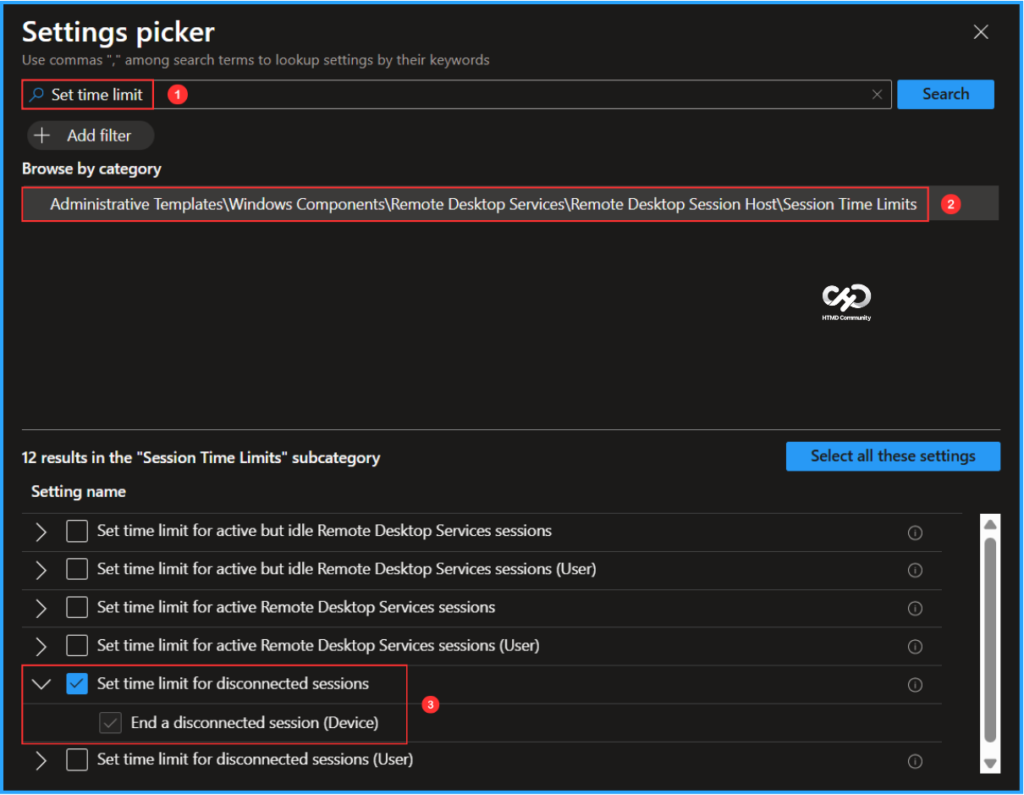 How to Set Time Limit for Disconnected Sessions on Windows 365 Flex Shared Cloud PCs using Intune. Fig. 5