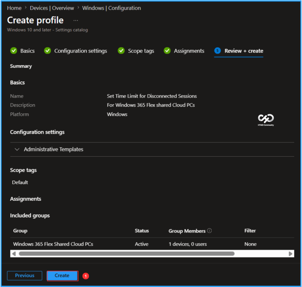 How to Set Time Limit for Disconnected Sessions on Windows 365 Flex Shared Cloud PCs using Intune. Fig. 9