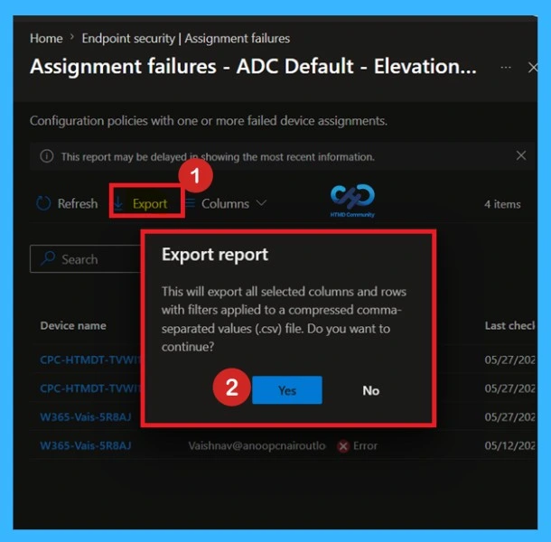 Monitor Intune Policy Deployment Errors using Assignment Failures Report -Fig.5