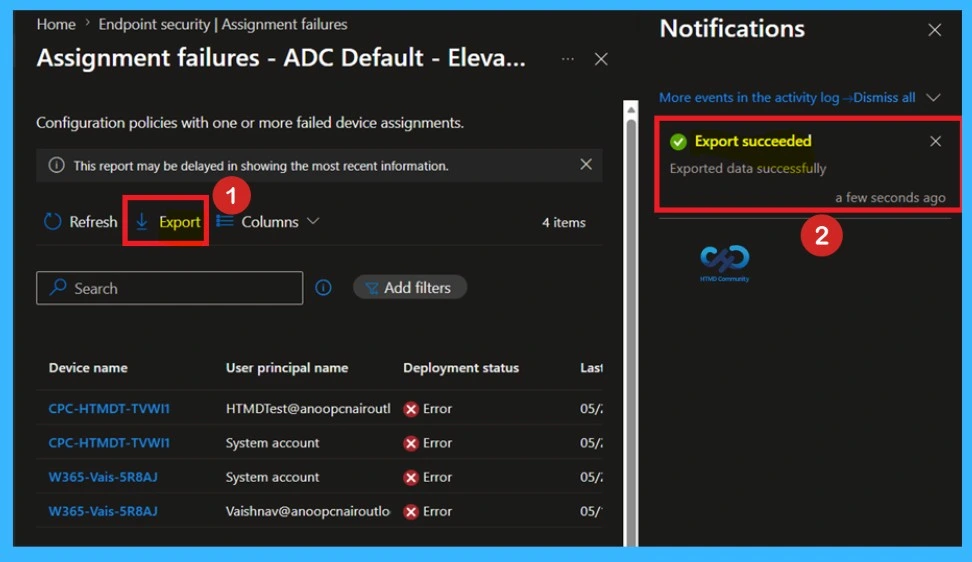 Monitor Intune Policy Deployment Errors using Assignment Failures Report -Fig.6