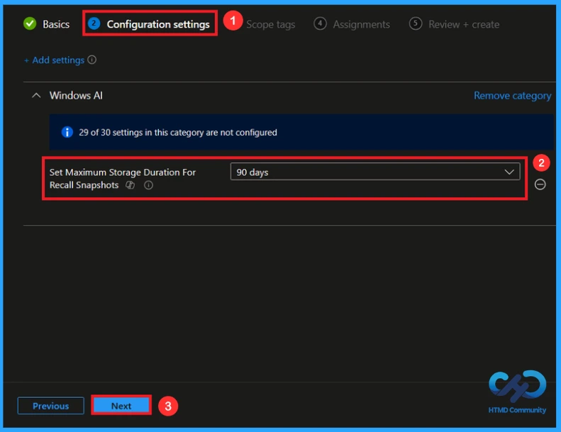 How to Set Maximum Storage Duration for Recall Snapshots on Windows 11 using Intune 7 How to Set Maximum Storage Duration for Recall Snapshots on Windows 11 using Intune - Fig.5